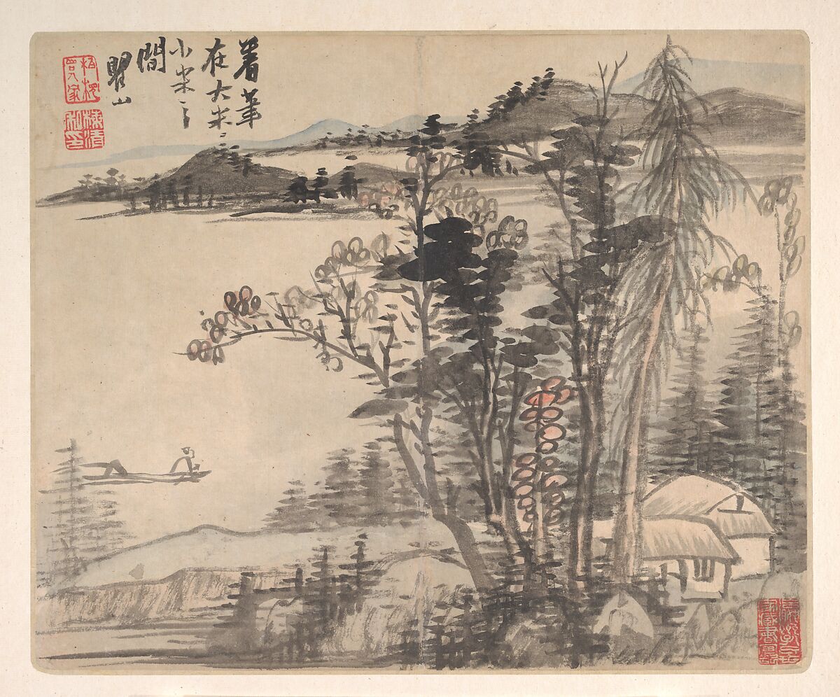 Landscapes after Ancient Masters, Mei Qing (Chinese, 1623–1697), Album of twelve paintings and one leaf of calligraphy; ink and color on paper, China 