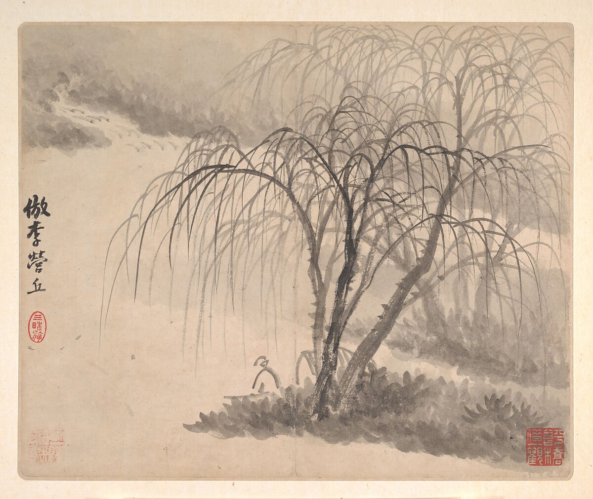 Landscapes after Ancient Masters, Mei Qing (Chinese, 1623–1697), Album of twelve paintings and one leaf of calligraphy; ink and color on paper, China
