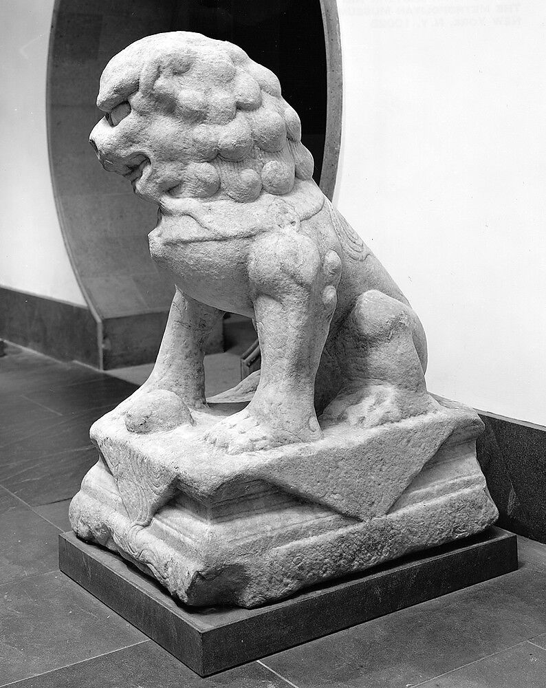 Seated Lion (one of a pair), Marble, China