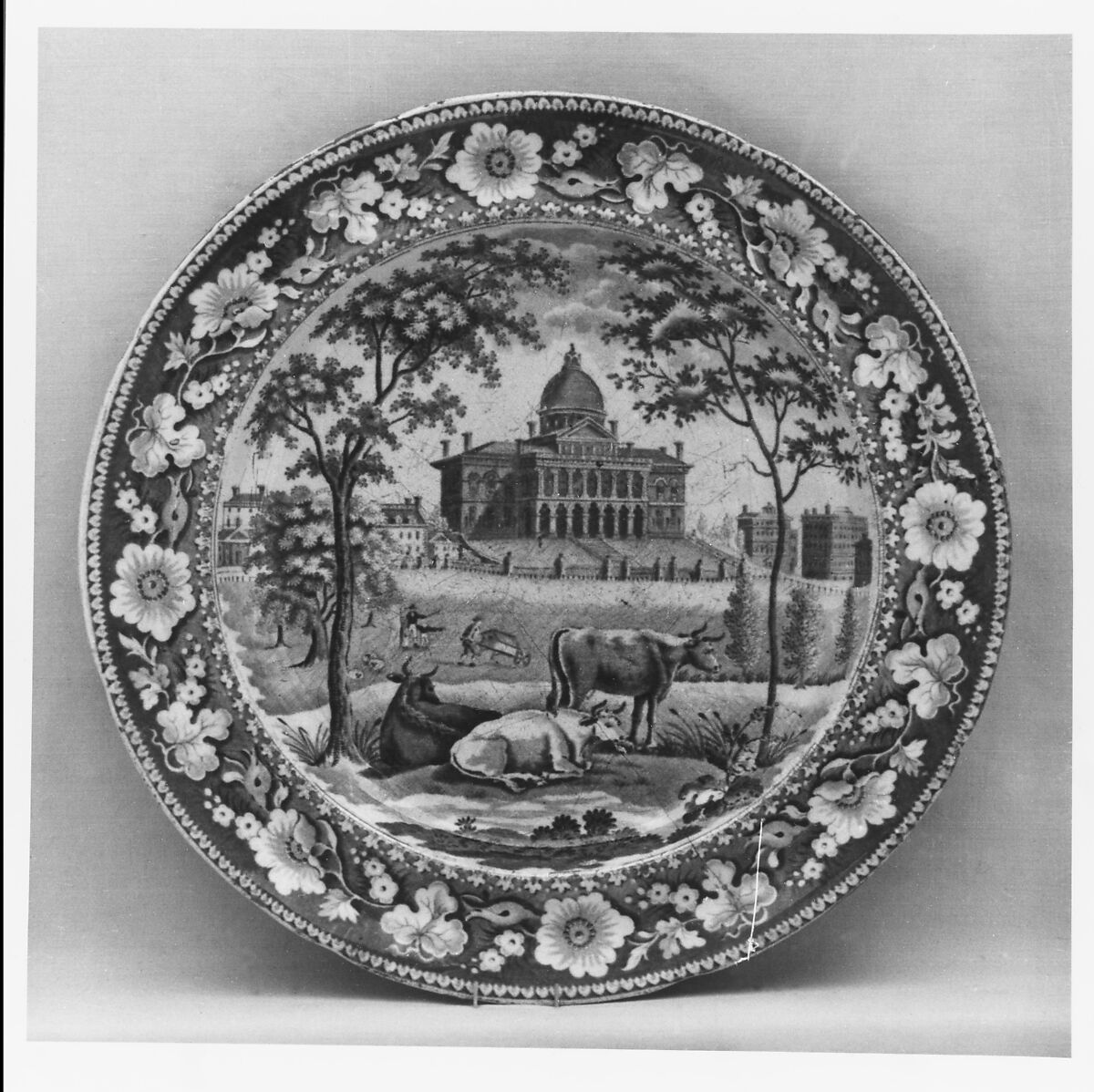 Plate, John Rogers &amp; Son (active ca. 1815–42), Earthenware, transfer-printed, British (American market) 