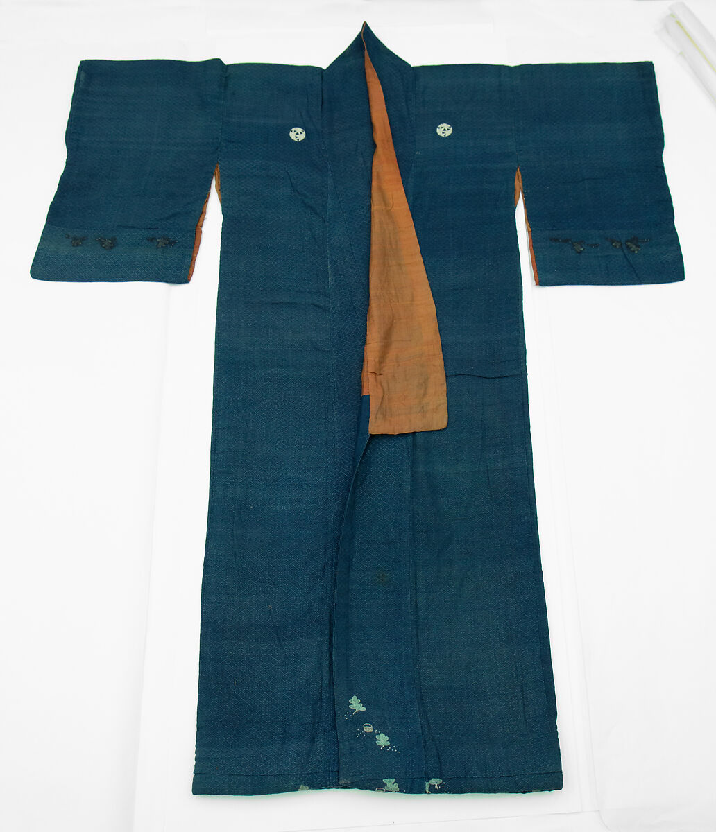 Kosode, Crests, perhaps bamboo, reserved in white., Japan 
