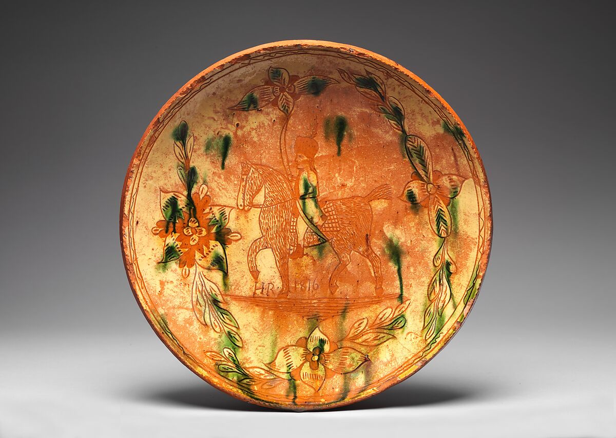 Plate, Attributed to Henry Roudebuth (active ca. 1790–1816), Earthenware; Redware, American 