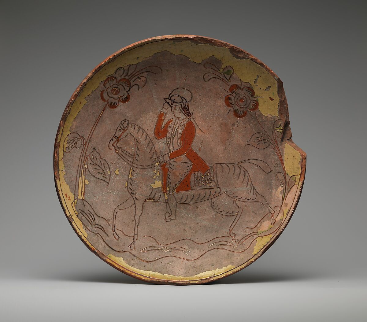 Plate, Attributed to David Spinner (1758–1811), Earthenware; Redware, American 
