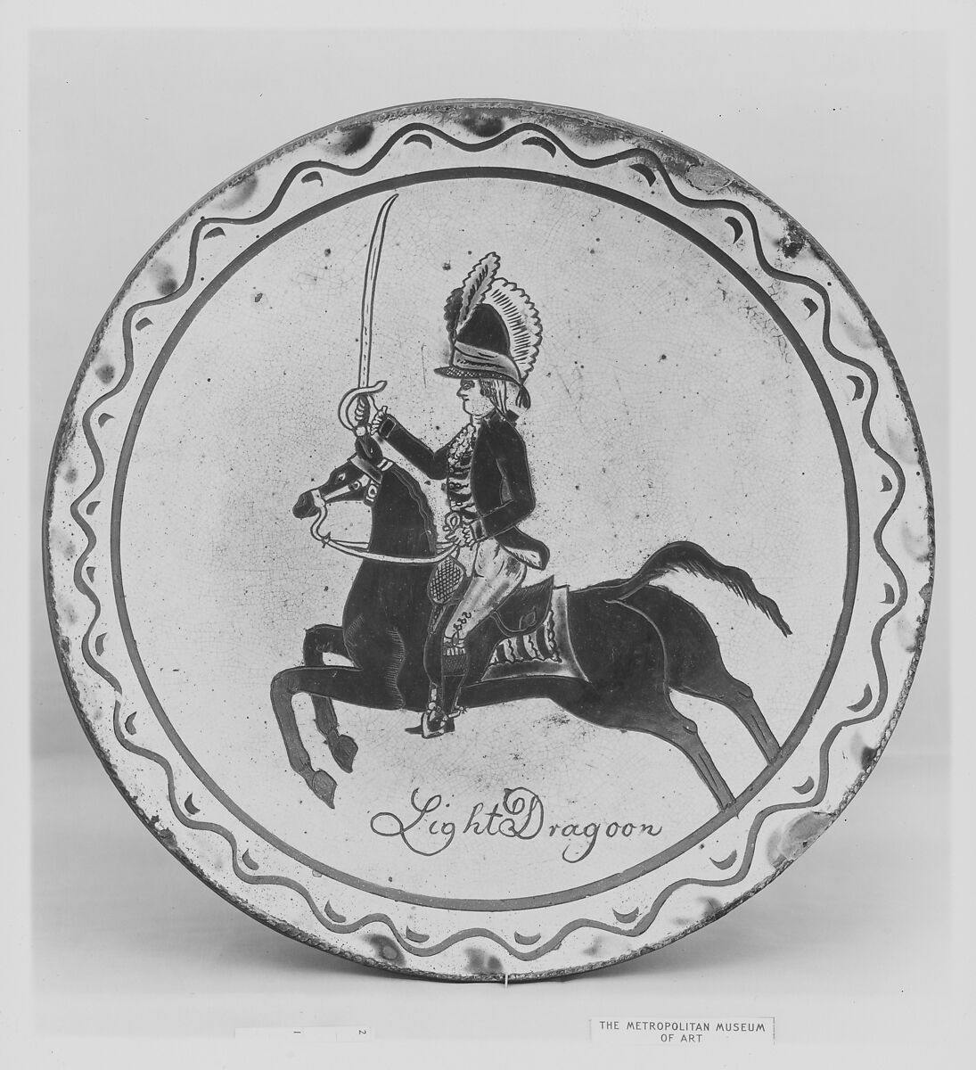 Plate, Earthenware; Redware with sgraffito decoration, American