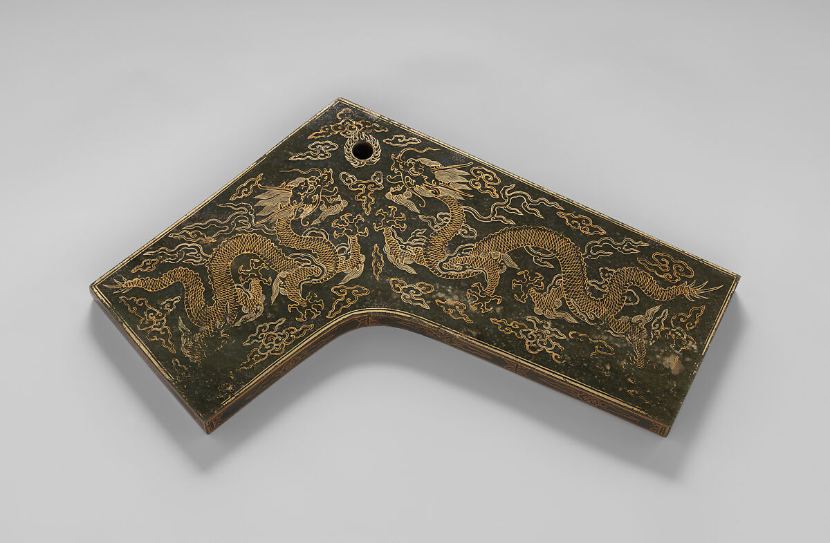 Chime (Qing) for Linzhong (8th note in the 12-note scale), Jade with incised gilded design, China