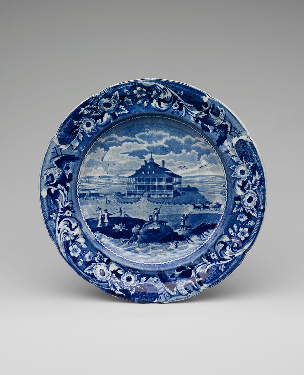 Plate, Joseph Stubbs (active ca. 1822–36), Earthenware, transfer-printed, British (American market) 