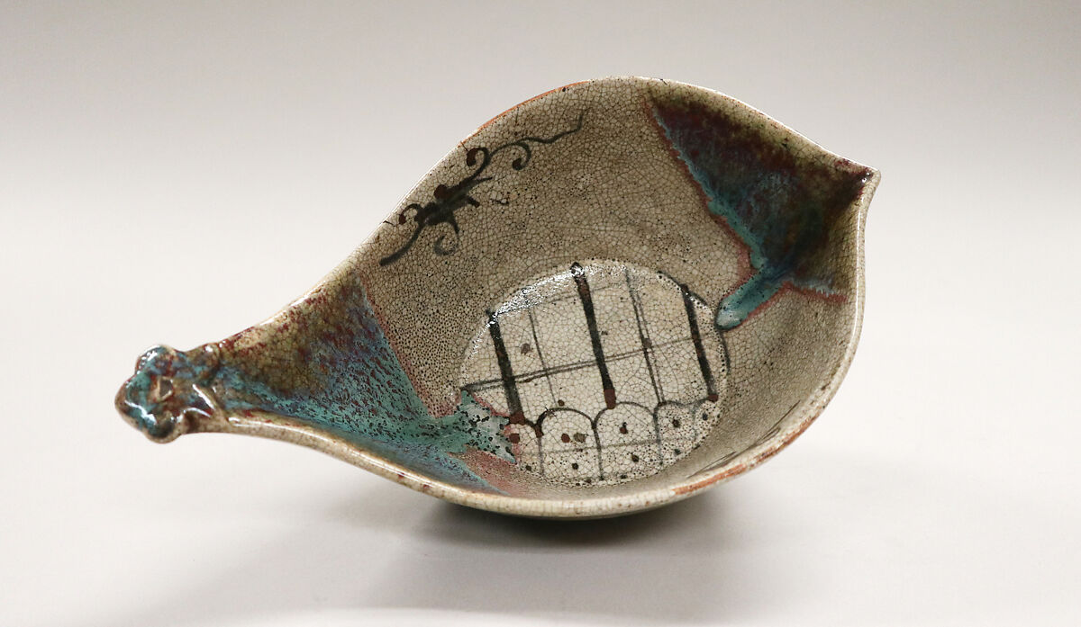 Bowl in the Shape of a Ladle, In the style of Shunzan, Seto ware, Oribe Revival type; glazed stoneware , Japan
