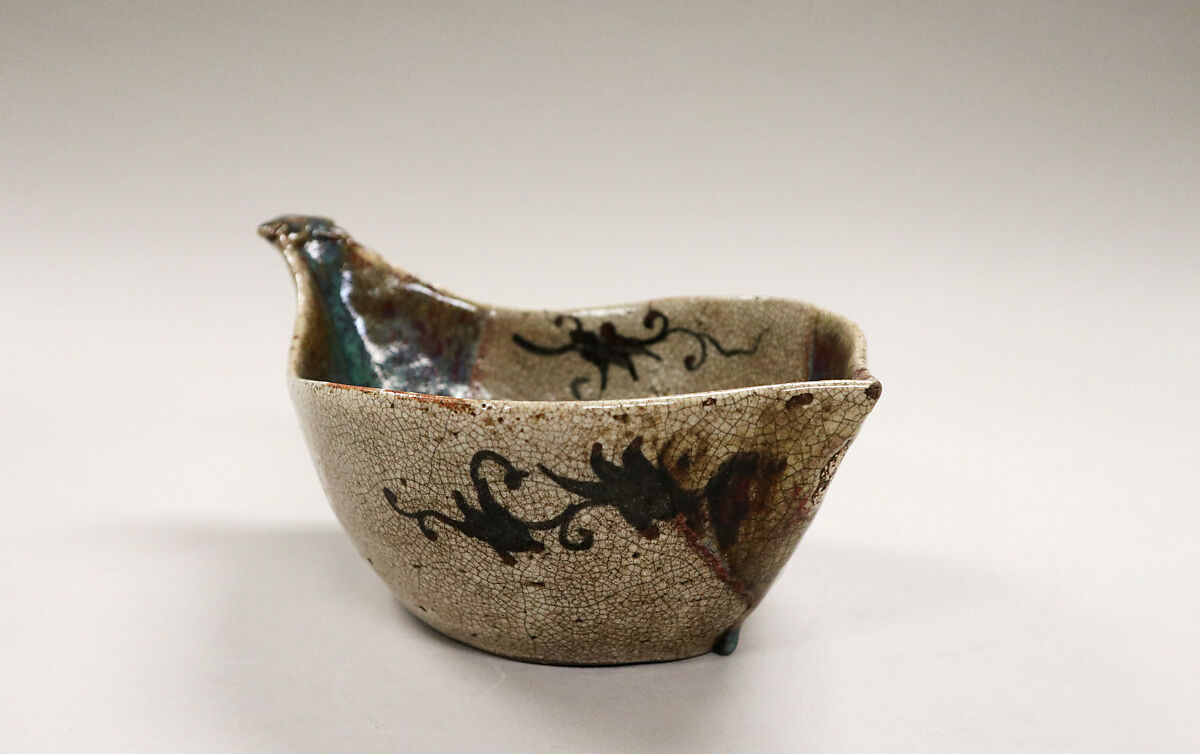 Bowl in the Shape of a Ladle, In the style of Shunzan, Seto ware, Oribe Revival type; glazed stoneware , Japan