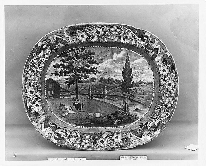 Plate, Joseph Stubbs (active ca. 1822–36), Earthenware, transfer-printed, British (American market) 