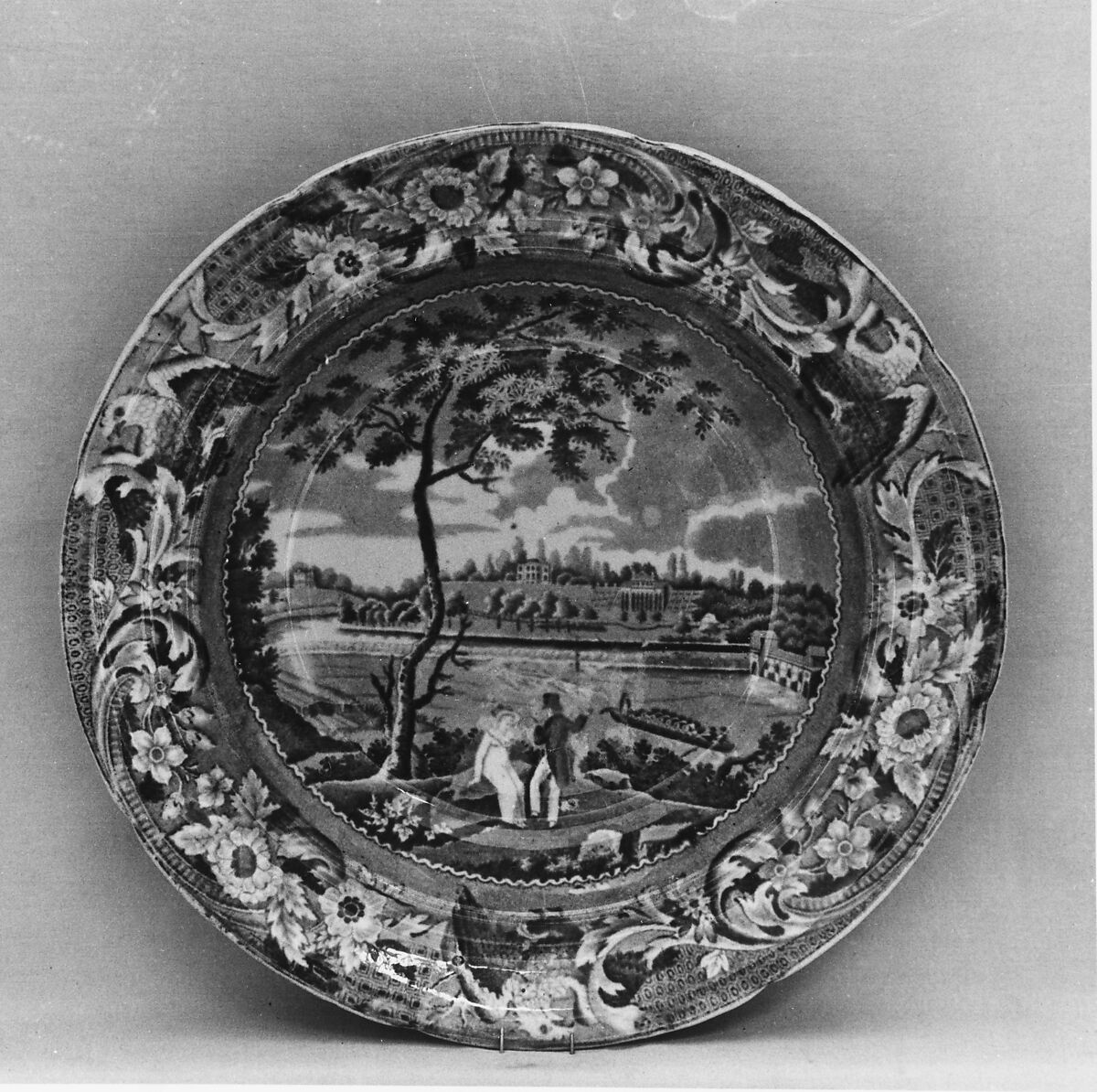 Plate, Joseph Stubbs (active ca. 1822–36), Earthenware, transfer-printed, British (American market) 