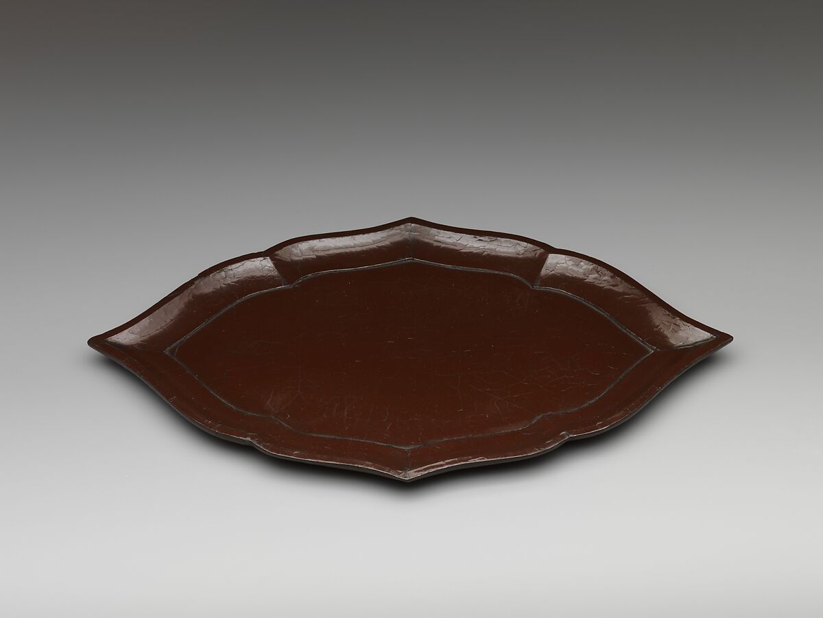 Lozenge-Shaped Tray, Brown lacquer, China 