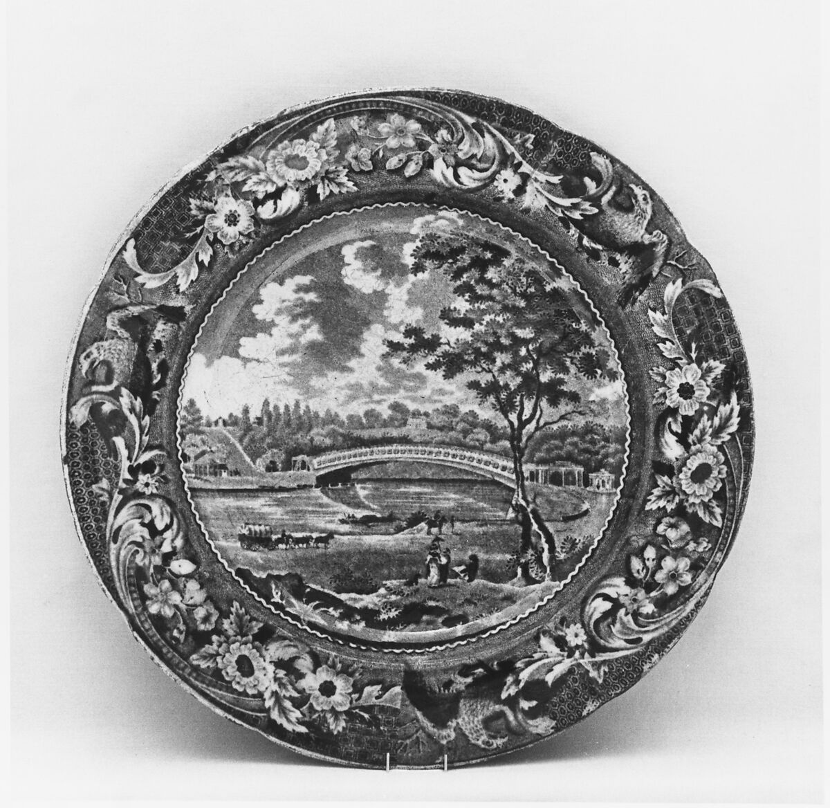 Plate, Joseph Stubbs (active ca. 1822–36), Earthenware, transfer-printed, British (American market) 