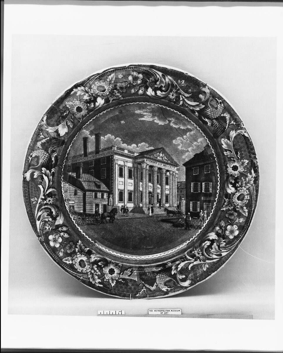 Plate, Joseph Stubbs (active ca. 1822–36), Earthenware, transfer-printed, British (American market)