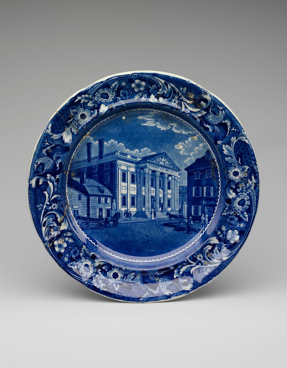 Plate, Joseph Stubbs (active ca. 1822–36), Earthenware, transfer-printed, British (American market) 