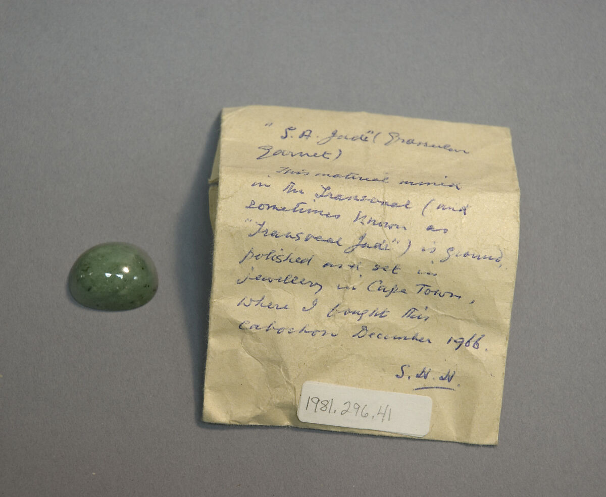Sample of "South African jade" in Paper Bag, Jadeite, China 