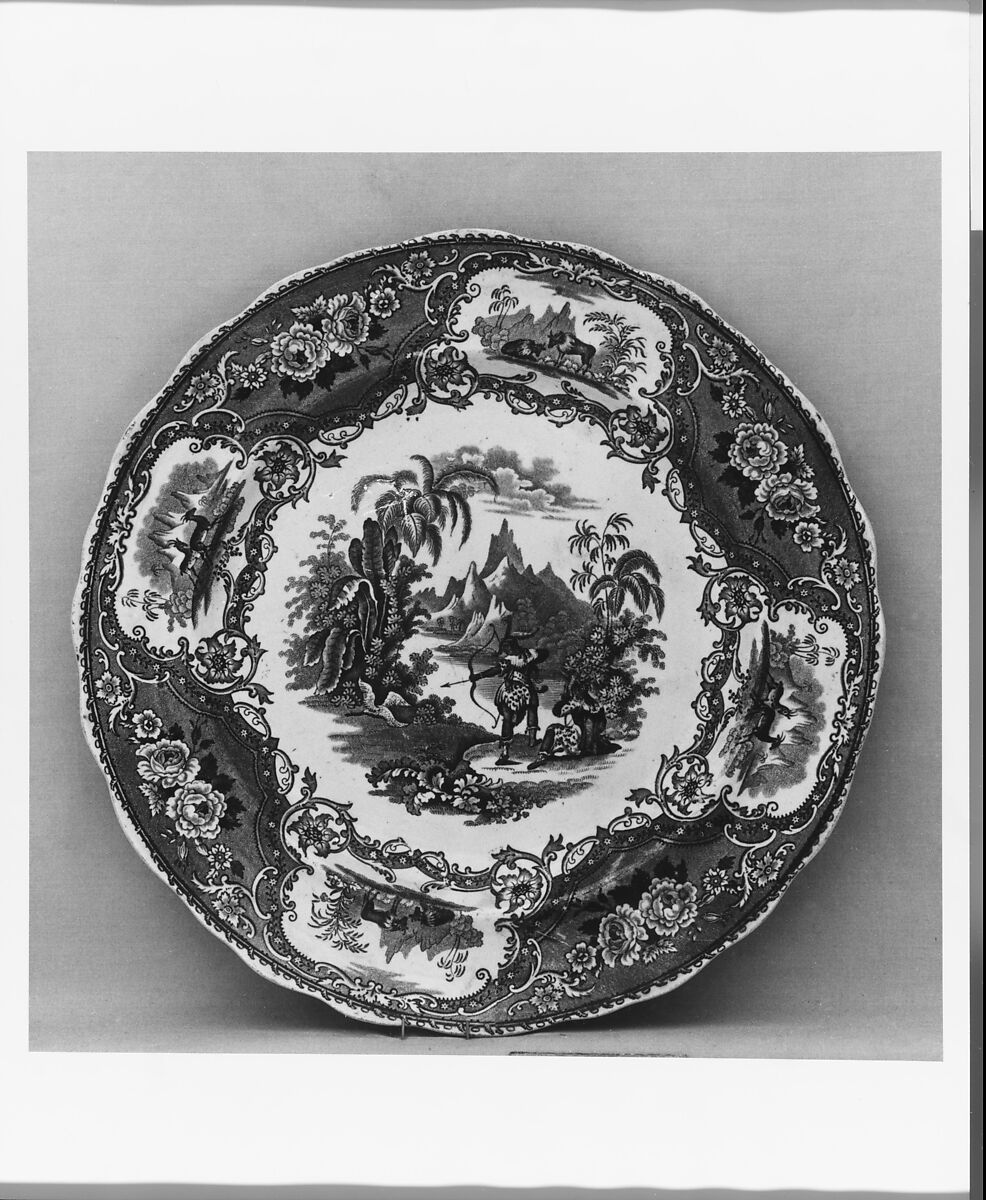 Plate, William Adams &amp; Sons (British, active ca. 1819–present), Earthenware, transfer-printed, British (American market) 