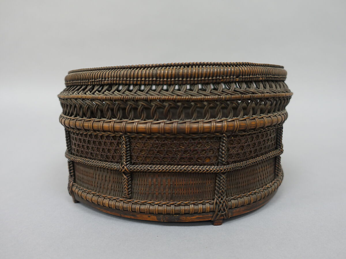 Chinese-Style Charcoal Basket (Sairō-sumitori) for Sencha Tea Ceremony, Timber bamboo, dwarf bamboo, and rattan, Japan 