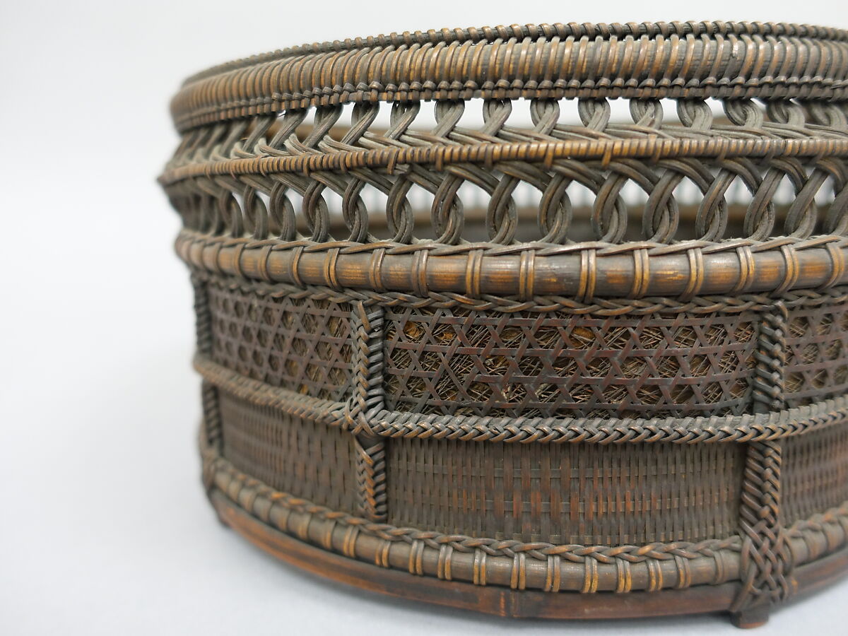 Chinese-Style Charcoal Basket (Sairō-sumitori) for Sencha Tea Ceremony, Timber bamboo, dwarf bamboo, and rattan, Japan