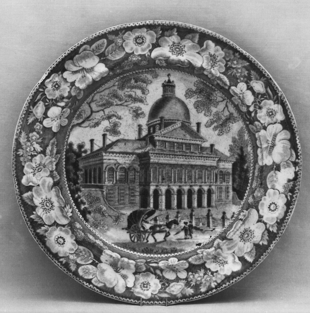 Plate, Enoch Wood &amp; Sons (British, active Burslem, 1818–46), Earthenware, transfer-printed, British (American market) 