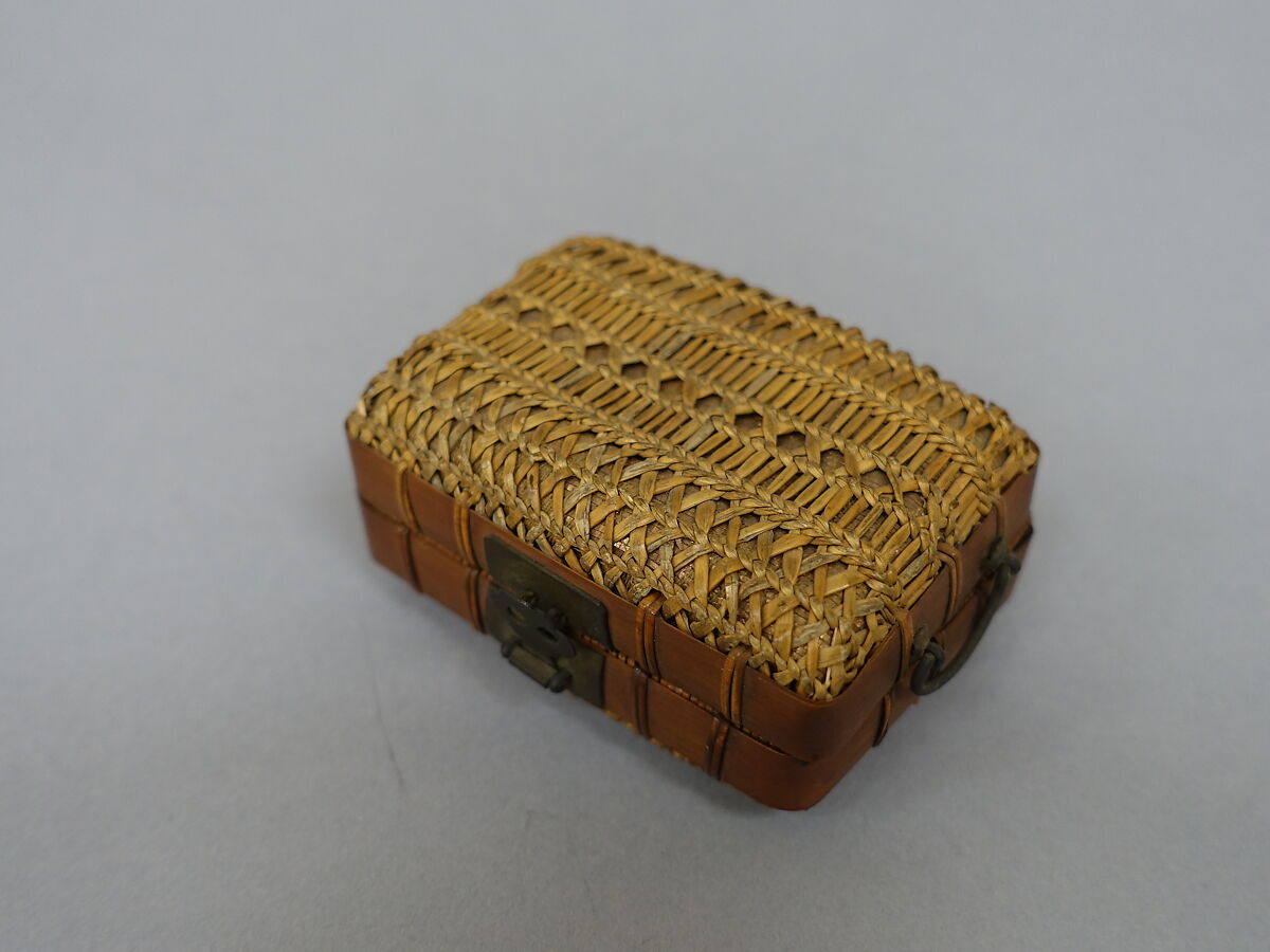 Box with Hinged Cover, Bamboo, metal, brocade lining, Japan
