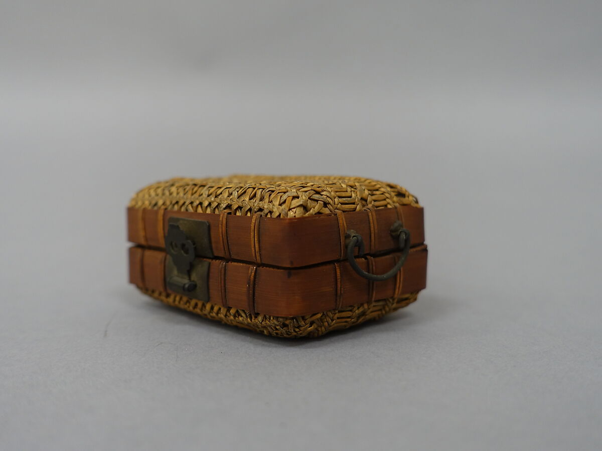 Box with Hinged Cover, Bamboo, metal, brocade lining, Japan