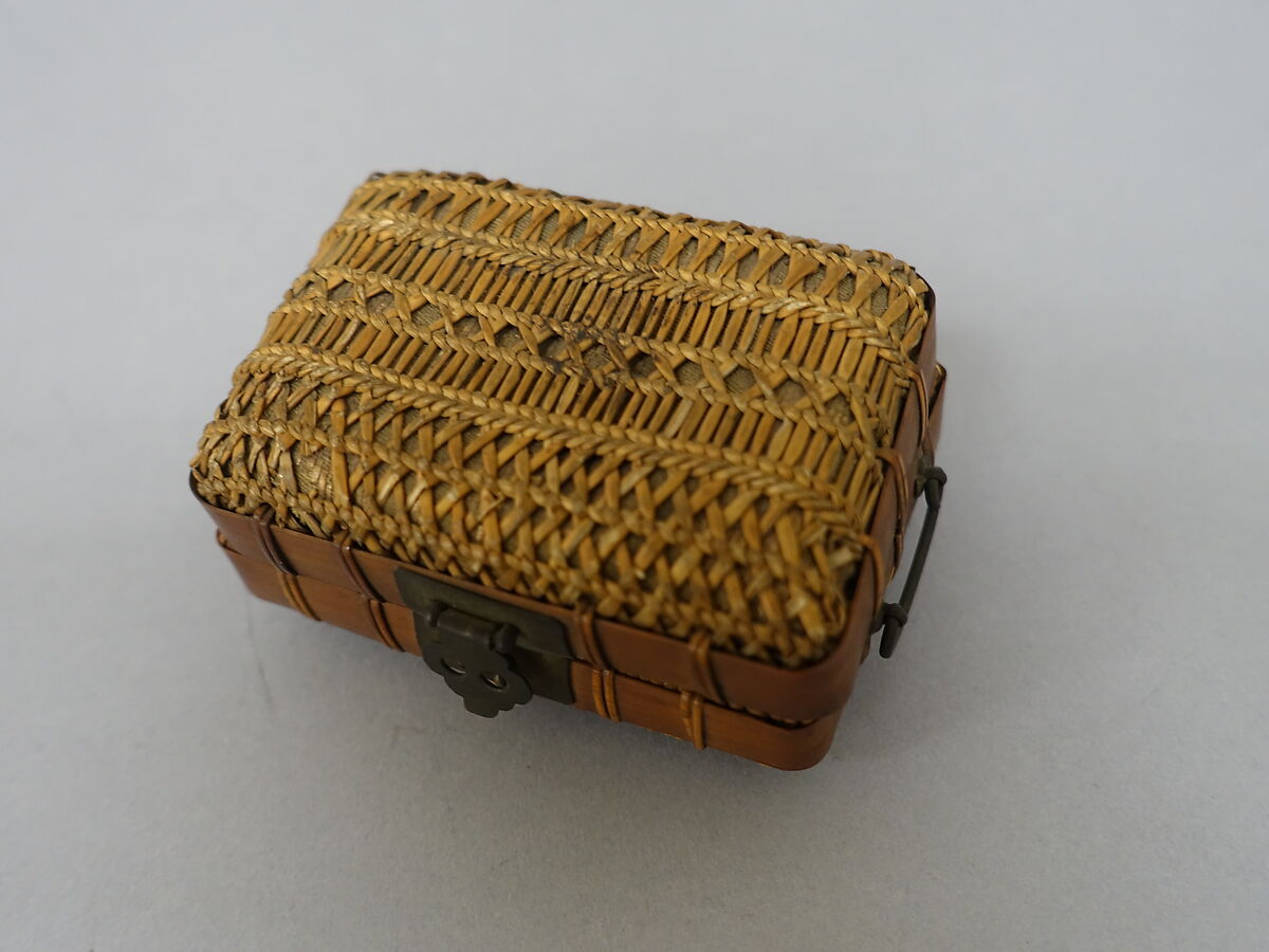 Box with Hinged Cover, Bamboo, metal, brocade lining, Japan