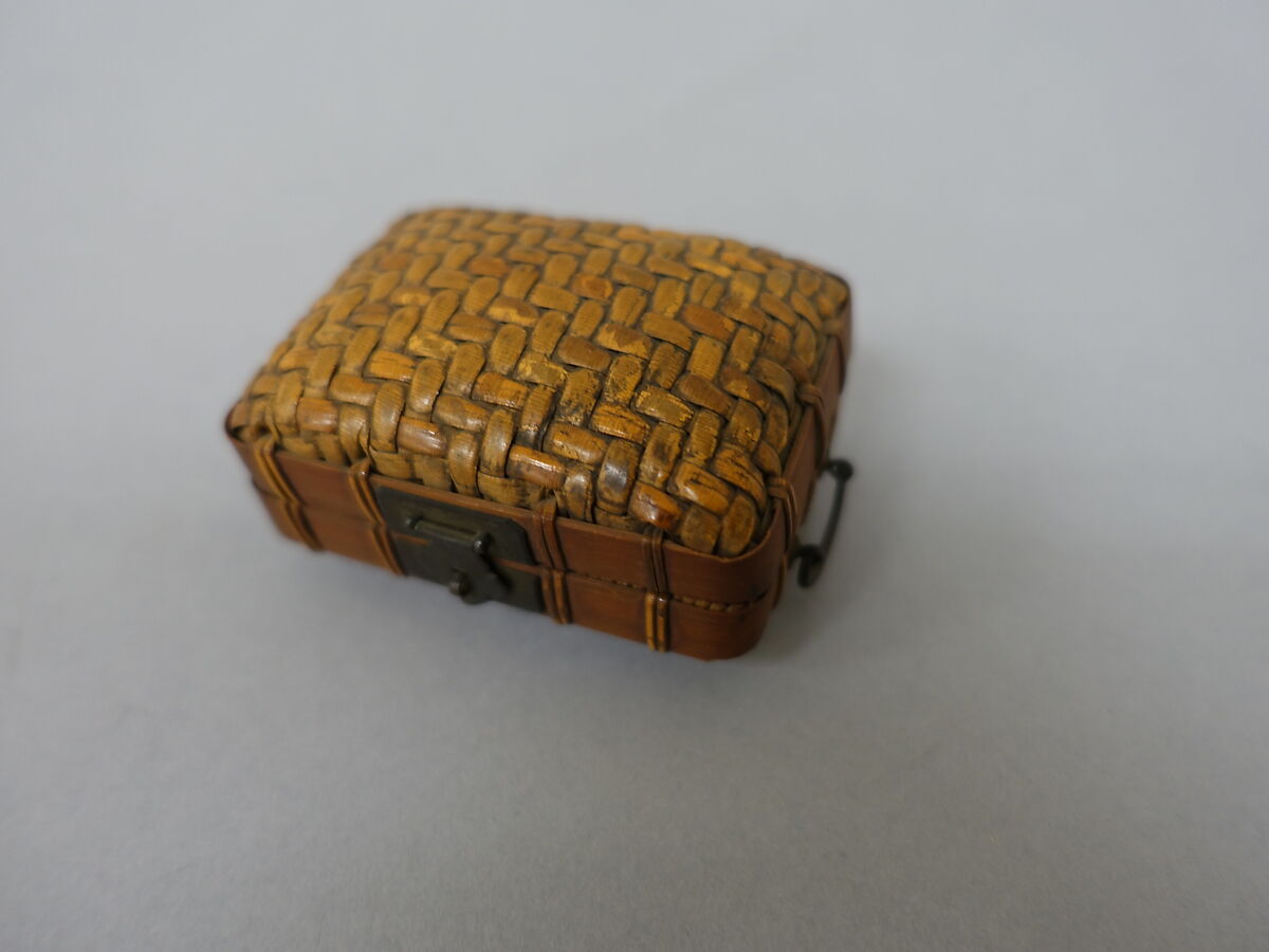 Basket with Hinged Lid, Rattan?, Japan