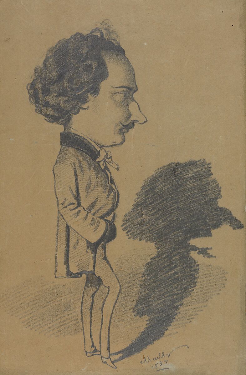 Caricature of a Standing Man, Hippolyte Mailly (French, Villers-Cotterêts 1829–1888 Bazancourt), Graphite 