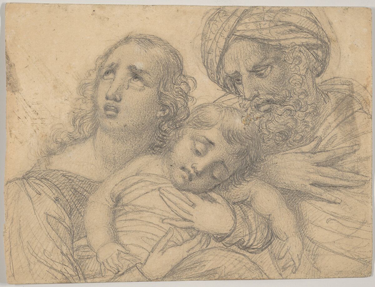 A Woman and a Turbaned Man in Despair with a Young Child, François Joseph Navez (Belgian, Charleroi 1787–1869 Brussels), Graphite 