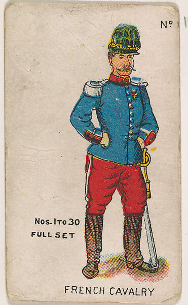 Number 14, French Cavalry, from the "Soldier Cards" series (E7), Issued by Anonymous, American, 20th century, Commercial color lithograph 