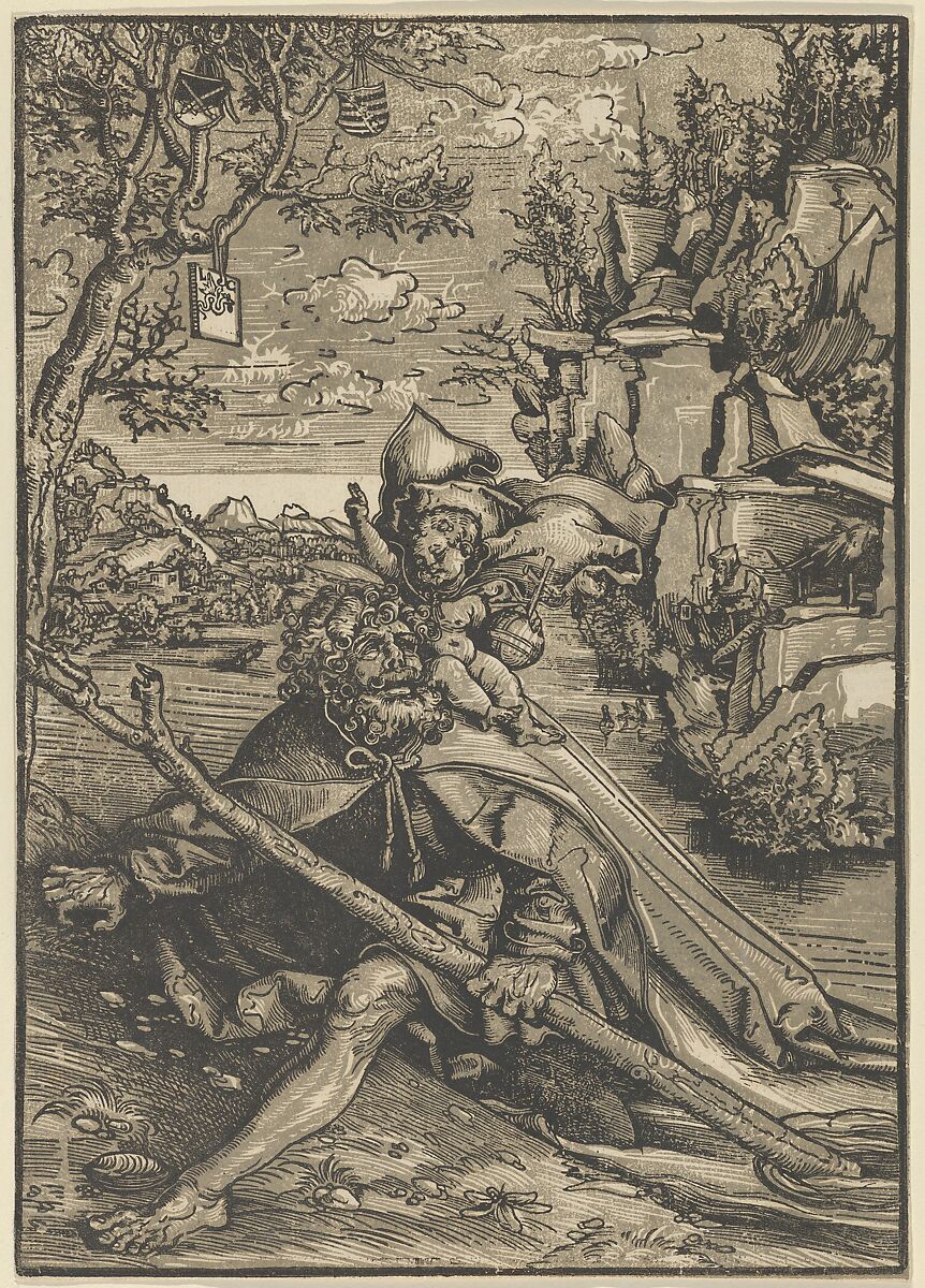 Saint Christopher, Lucas Cranach the Elder (German, Kronach 1472–1553 Weimar), Woodcut; second state of two (Hollstein) 