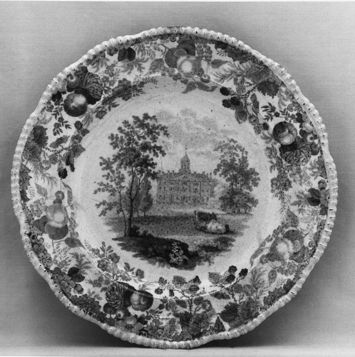 Plate, Enoch Wood &amp; Sons (British, active Burslem, 1818–46), Earthenware, transfer-printed, British (American market) 