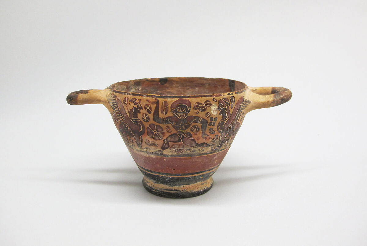 Terracotta skyphos, Terracotta, Etruscan, Etrusco-Corinthian