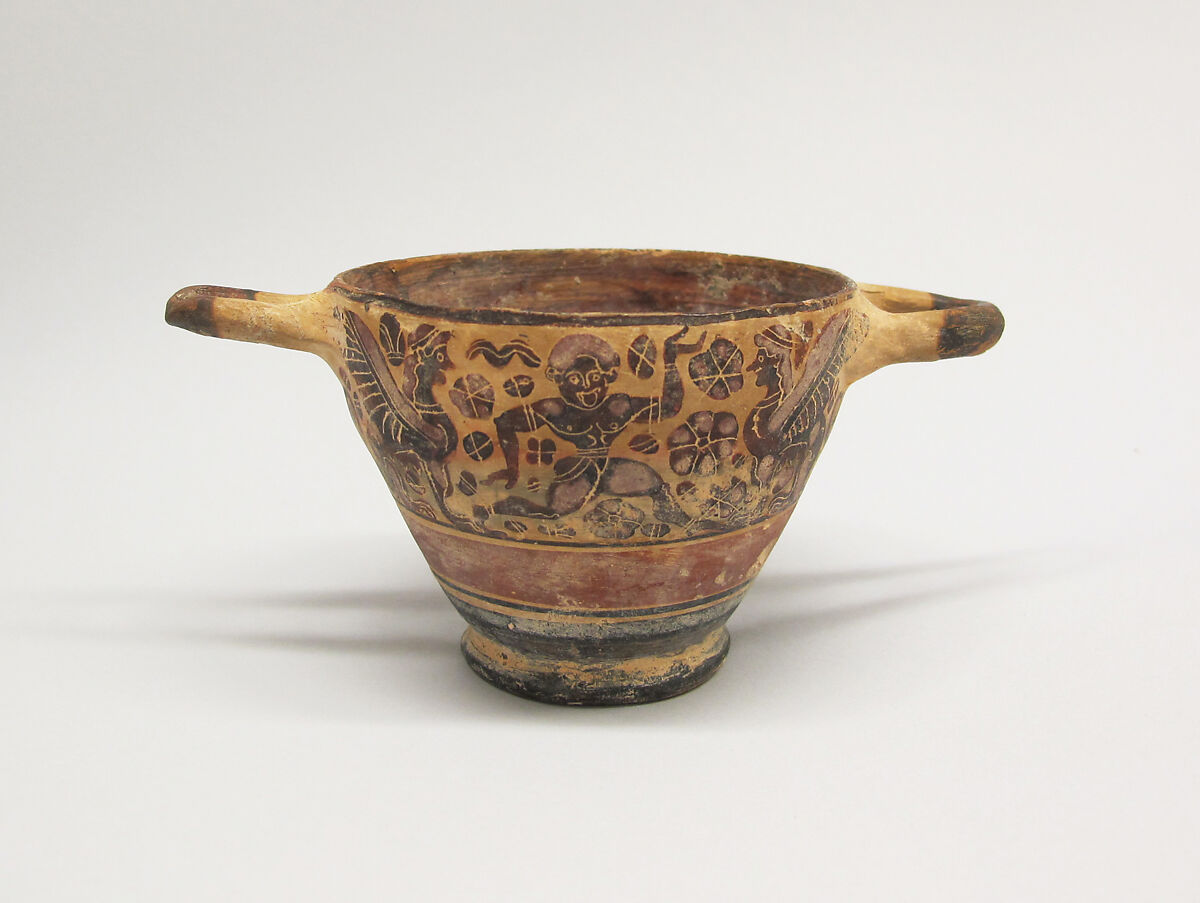 Terracotta skyphos, Terracotta, Etruscan, Etrusco-Corinthian