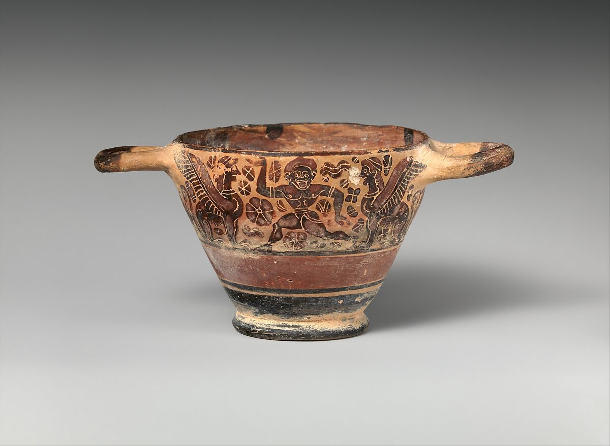 Terracotta skyphos, Terracotta, Etruscan, Etrusco-Corinthian 