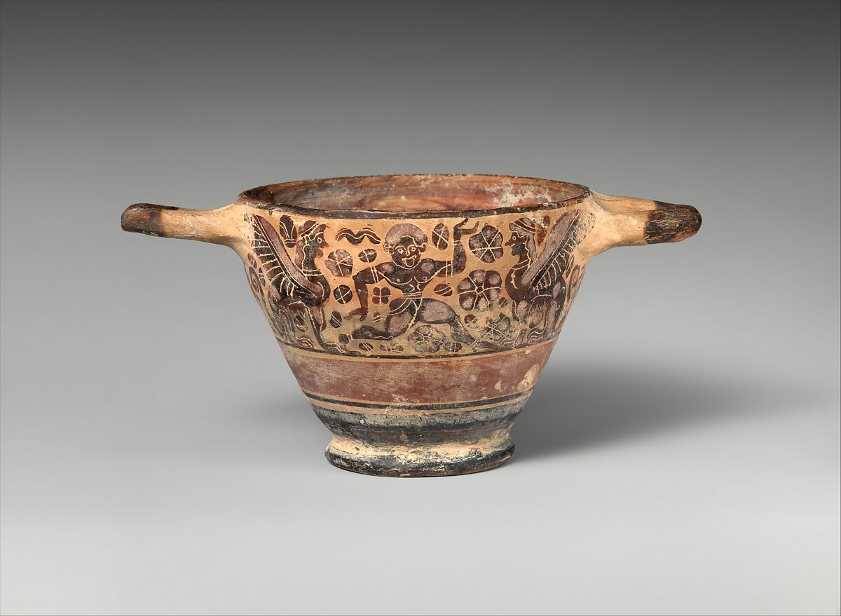 Terracotta skyphos, Terracotta, Etruscan, Etrusco-Corinthian