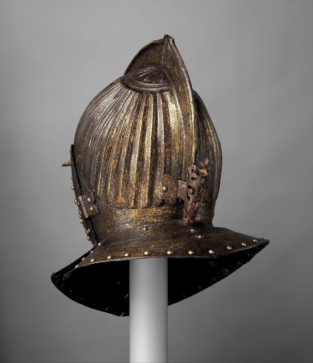 Burgonet, Steel, gold, copper alloy, French