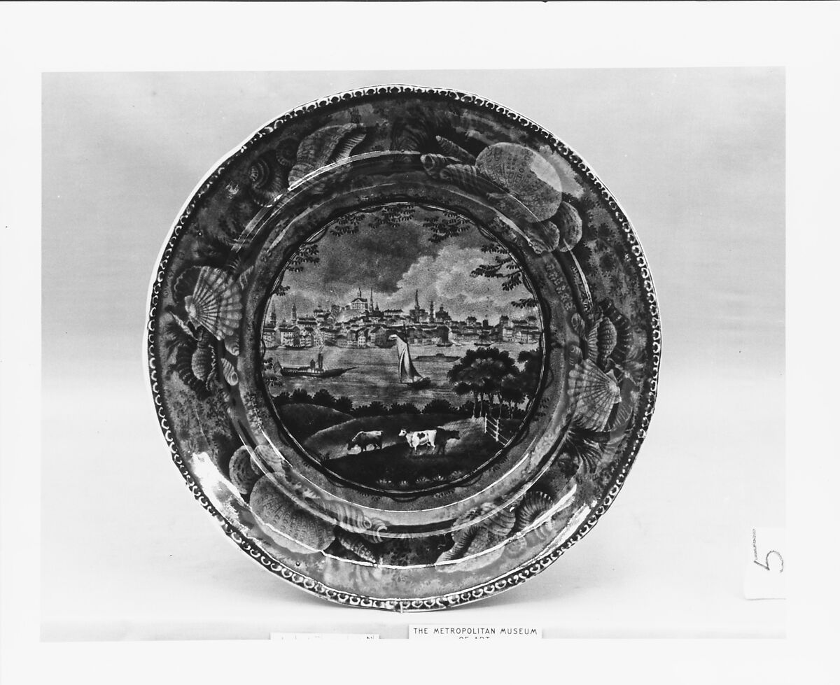 Plate, Enoch Wood &amp; Sons (British, active Burslem, 1818–46), Earthenware, transfer-printed, British (American market) 