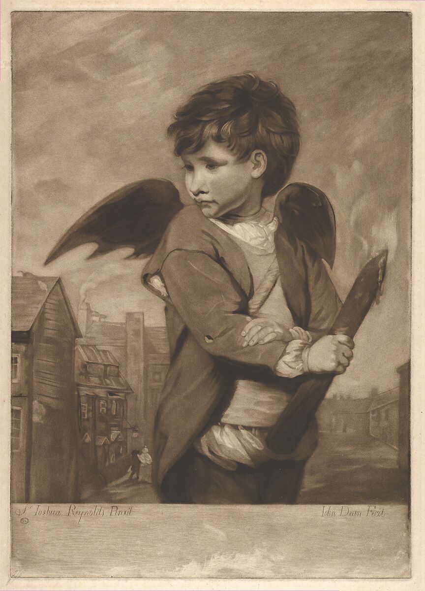 Cupid, in the Character of a Link Boy, John Dean (British, 1754–1798 London), Mezzotint; scratched letter proof 