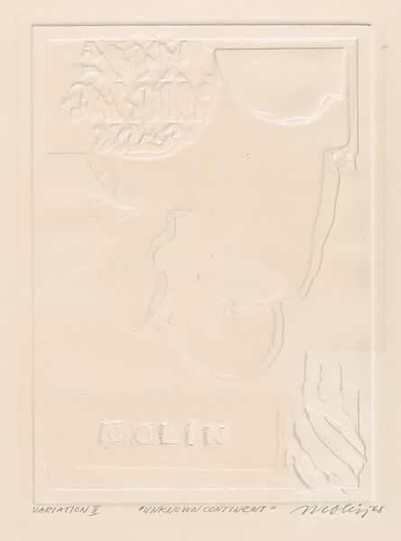 Unknown Continent, Variation II, Brita Molin (Swedish, Skara 1919–2008 Stockholm), Inkless embossed intaglio 