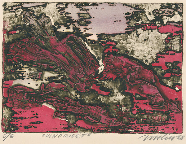 Vindriset, Brita Molin (Swedish, Skara 1919–2008 Stockholm), Embossing with intaglio in red, green, black, and violet 