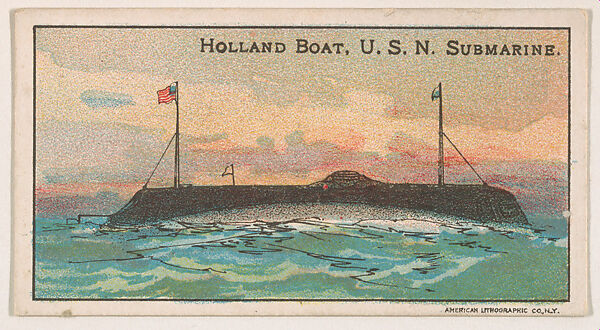Holland Boat, U.S.N. Submarine, from the Nation's Pride series (E4), Issued by Anonymous, American, 20th century, Commercial color lithograph 