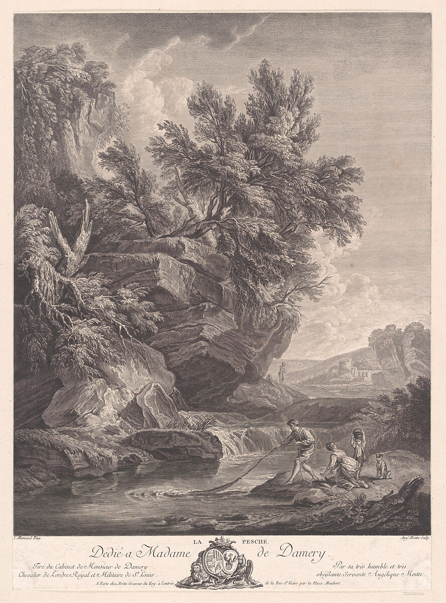 Fishing, Angélique Moitte (French, active ca. 1770), Intaglio 