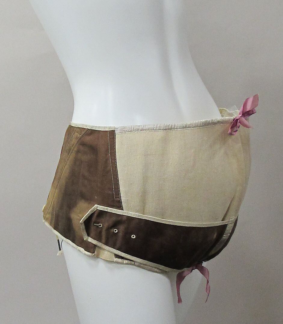Abdominal Supporter, cotton, linen, silk, metal, bone, probably British