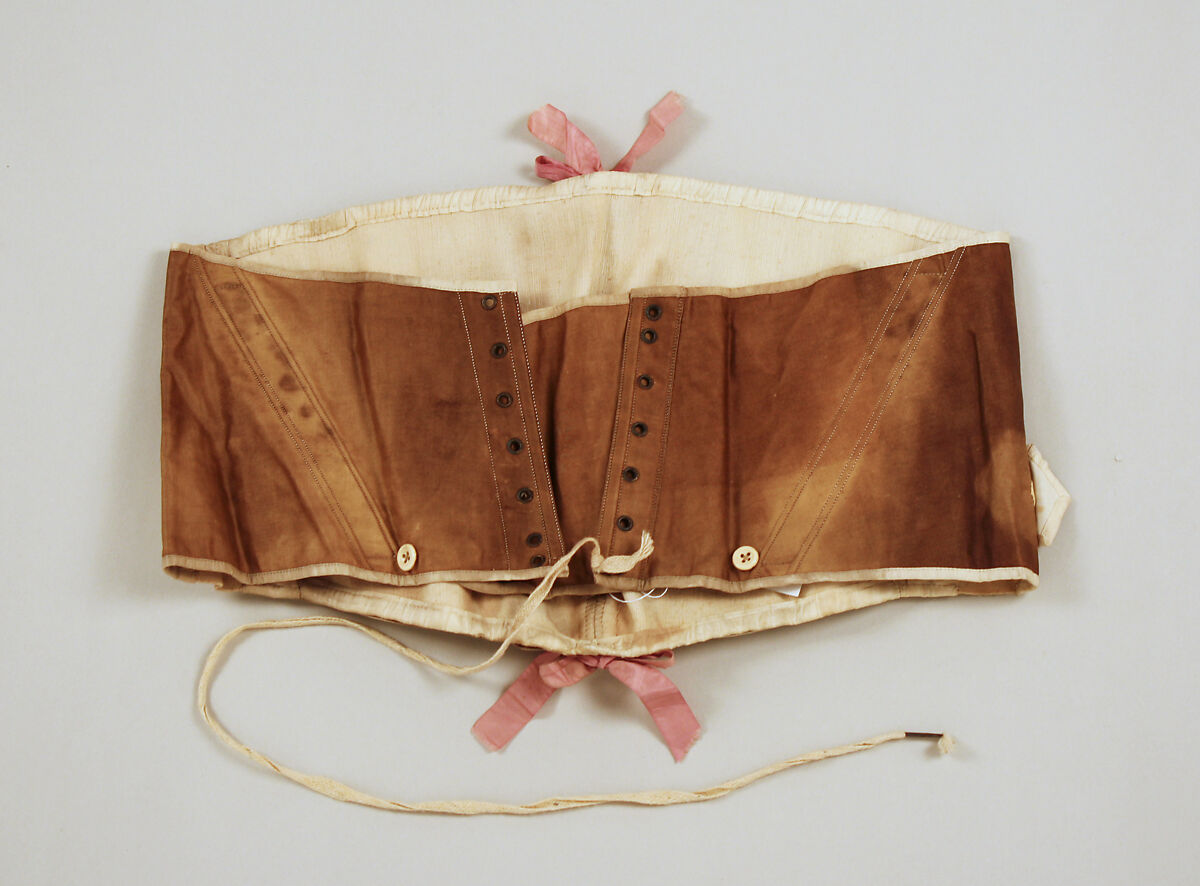 Abdominal Supporter, cotton, linen, silk, metal, bone, probably British