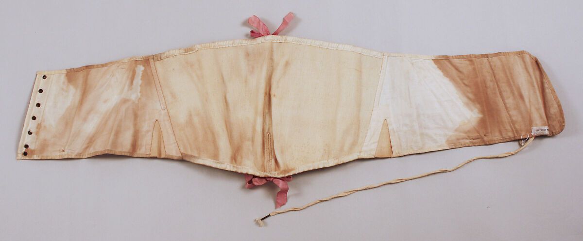 Abdominal Supporter, cotton, linen, silk, metal, bone, probably British