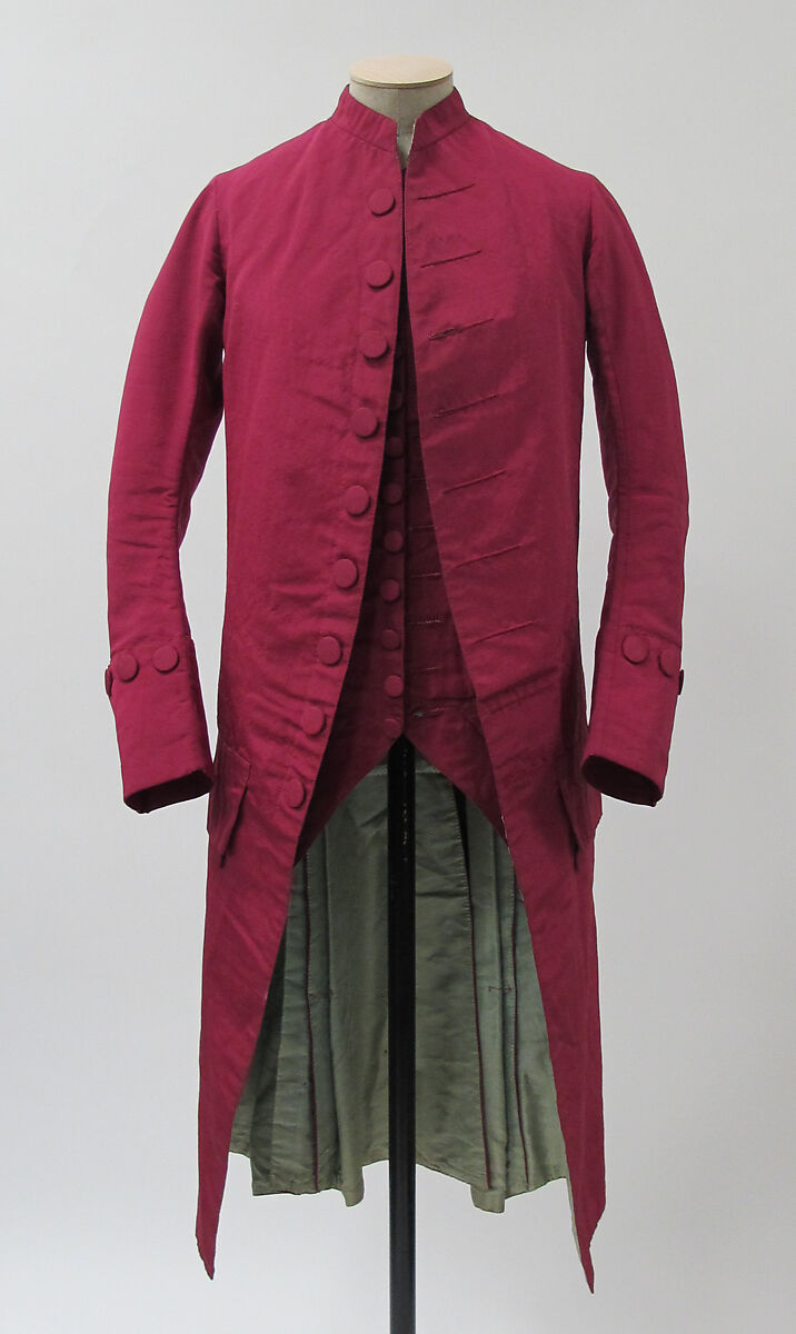 Suit, wool, silk, cotton, probably British
