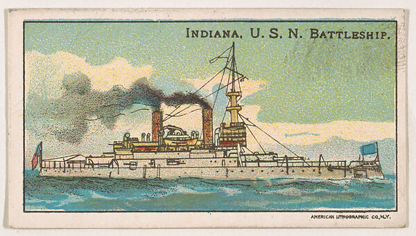 Indiana, U.S.N. Battleship, from the Nation's Pride series (E4), Issued by Anonymous, American, 20th century, Commercial color lithograph 