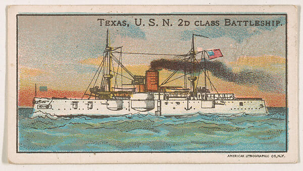 Texas, U.S.N. 2nd Class Battleship, from the Nation's Pride series (E4), Issued by Anonymous, American, 20th century, Commercial color lithograph 