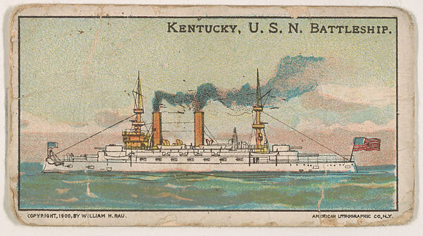 Kentucky, U.S.N. Battleship, from the Nation's Pride series (E4), Issued by Anonymous, American, 20th century, Commercial color lithograph 